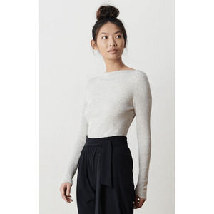 aday S branch out light gray boatneck merino wool sweater